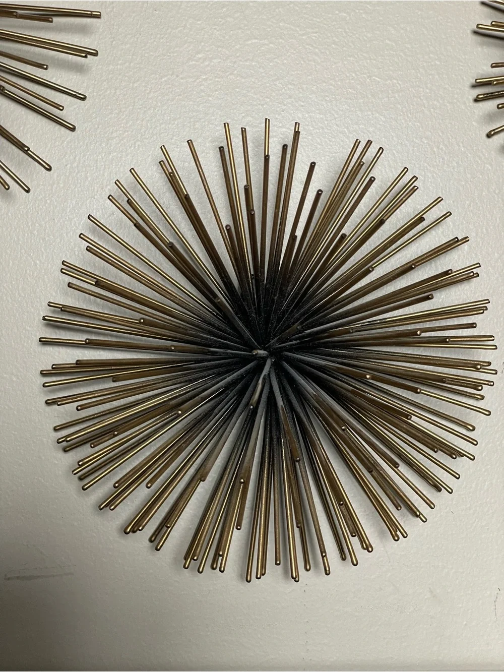 Metal Starburst Mid Century Modern Wall Sculptures - Bronze Set of 3
